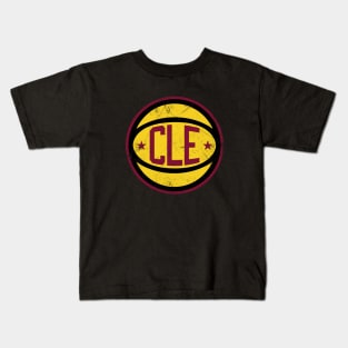 Cleveland Retro Ball - Black Kids T-Shirt